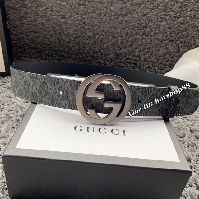 Gucci男士皮帶 古奇防水經典雙G互扣腰帶  jjp1590